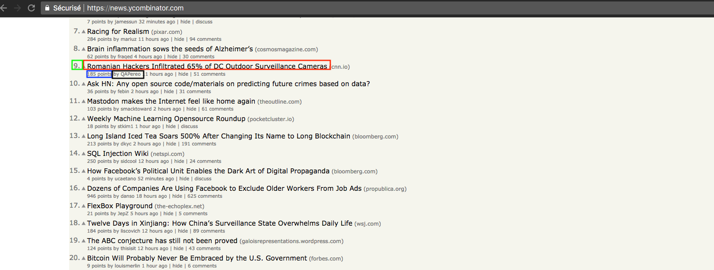 Hacker News home page