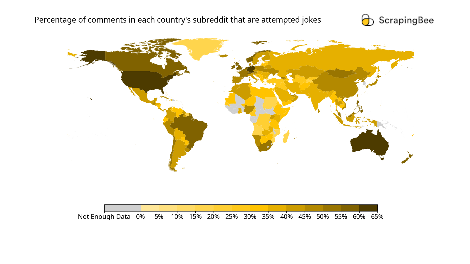 Map of Most Humorous Countries on Reddit Map of Most Humorous Countries on Reddit